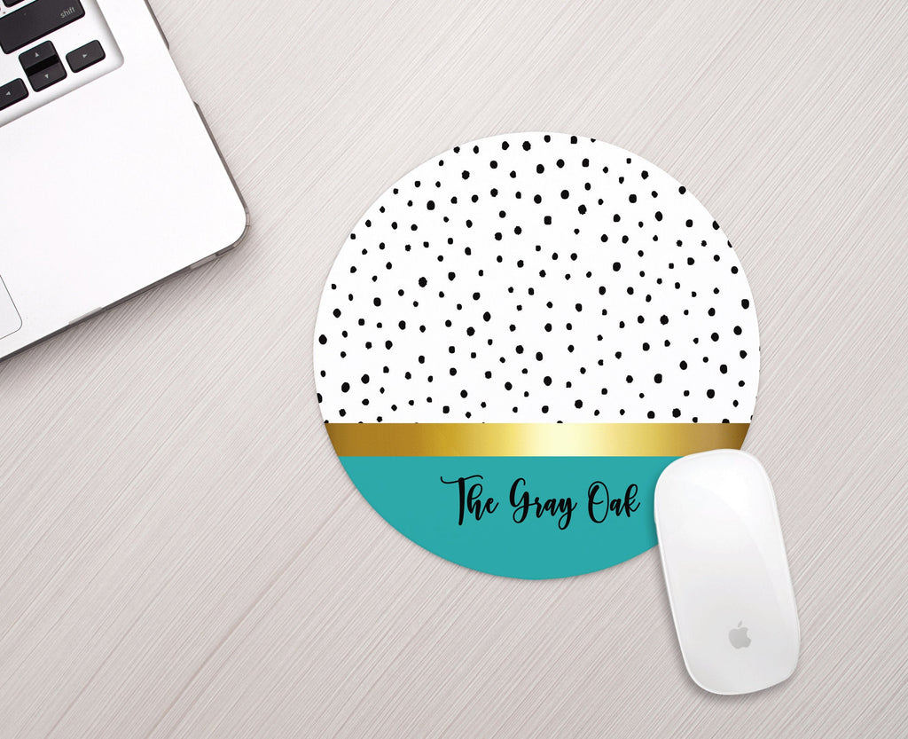Personalized Mouse Pad Boho Speckle Teal Gold Personalized Mousepad
