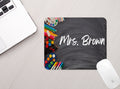 Personalized Chalkboard Art Supplies Mouse Pad Personalized Teacher Mousepad