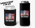 USA Red White Blue Stars & Stripes Personalized Can Cooler- Ben Drankin Can Holder