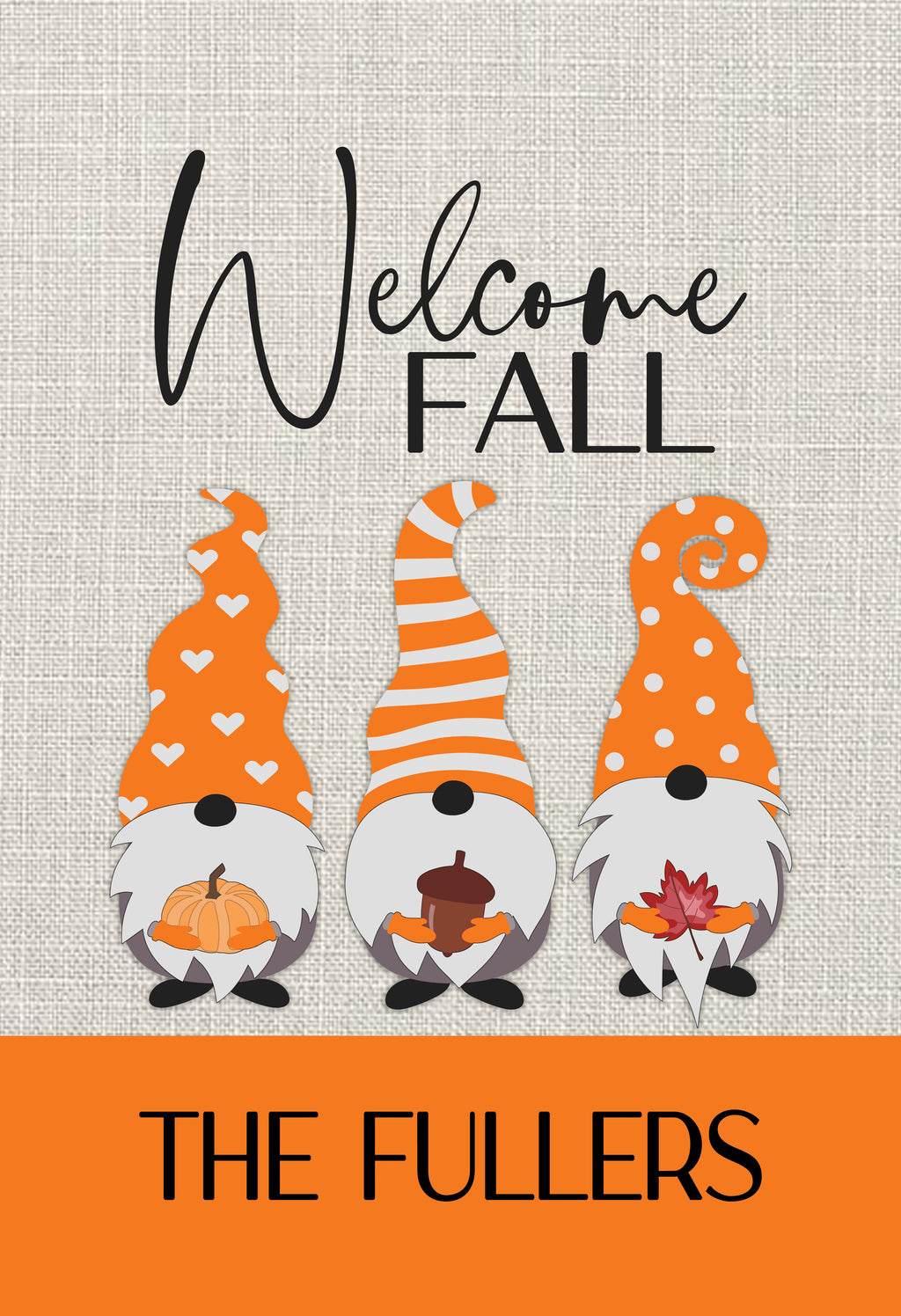 Welcome Fall Gnome Personalized Garden Flag