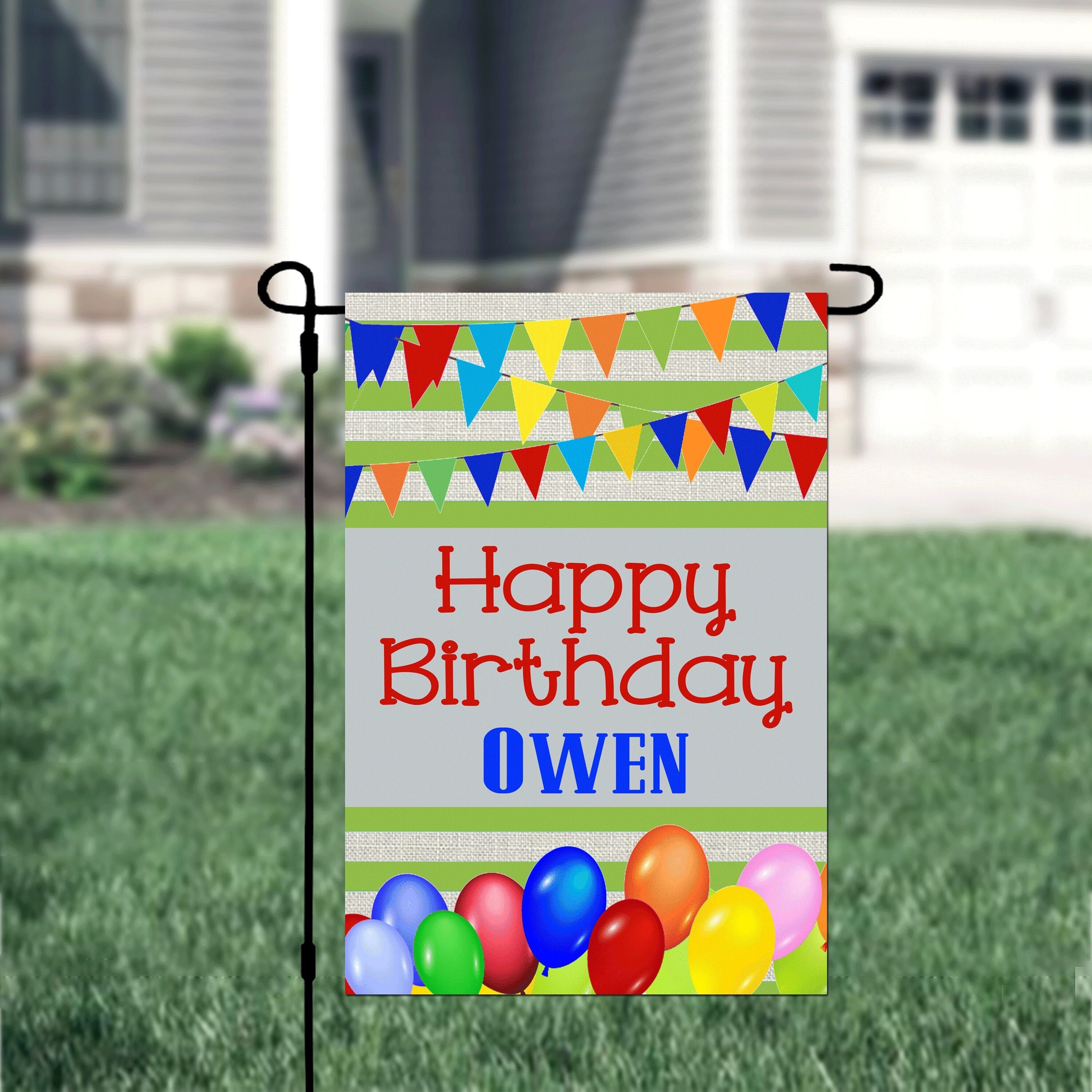 Personalized Happy Birthday Custom Garden Flag Boy Birthday Flag