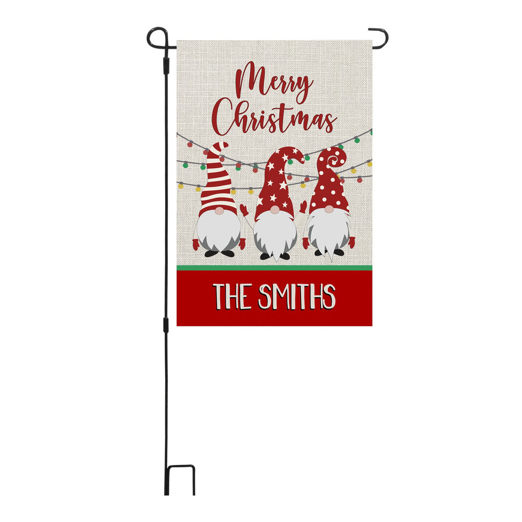 Merry Christmas Gnomes Personalized Garden Flag