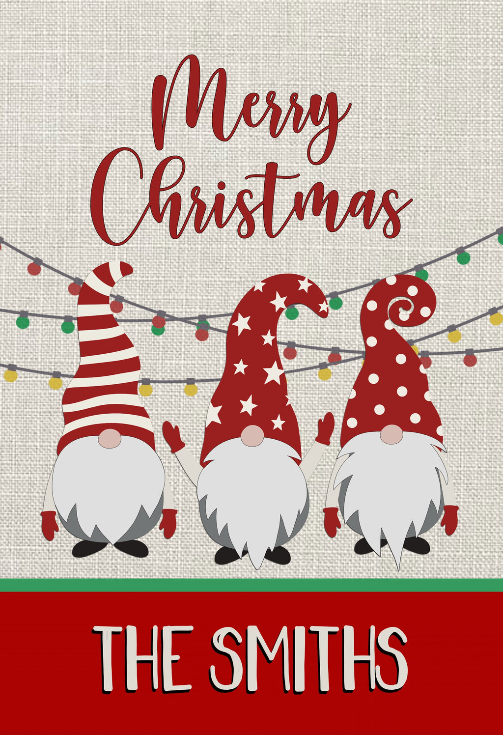 Merry Christmas Gnomes Personalized Garden Flag