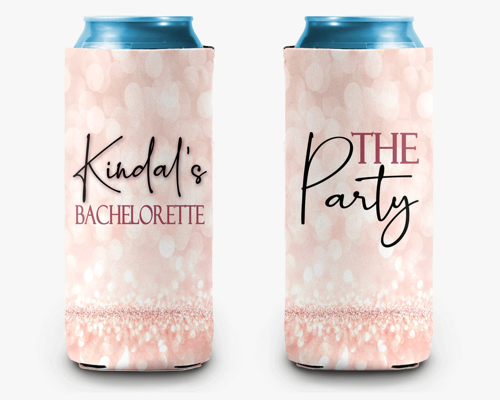 Wife of the Party The Party Bachelorette Party Can Cooler Rose Gold Confetti Bridal Party Personalized Can Cooler Sleeve