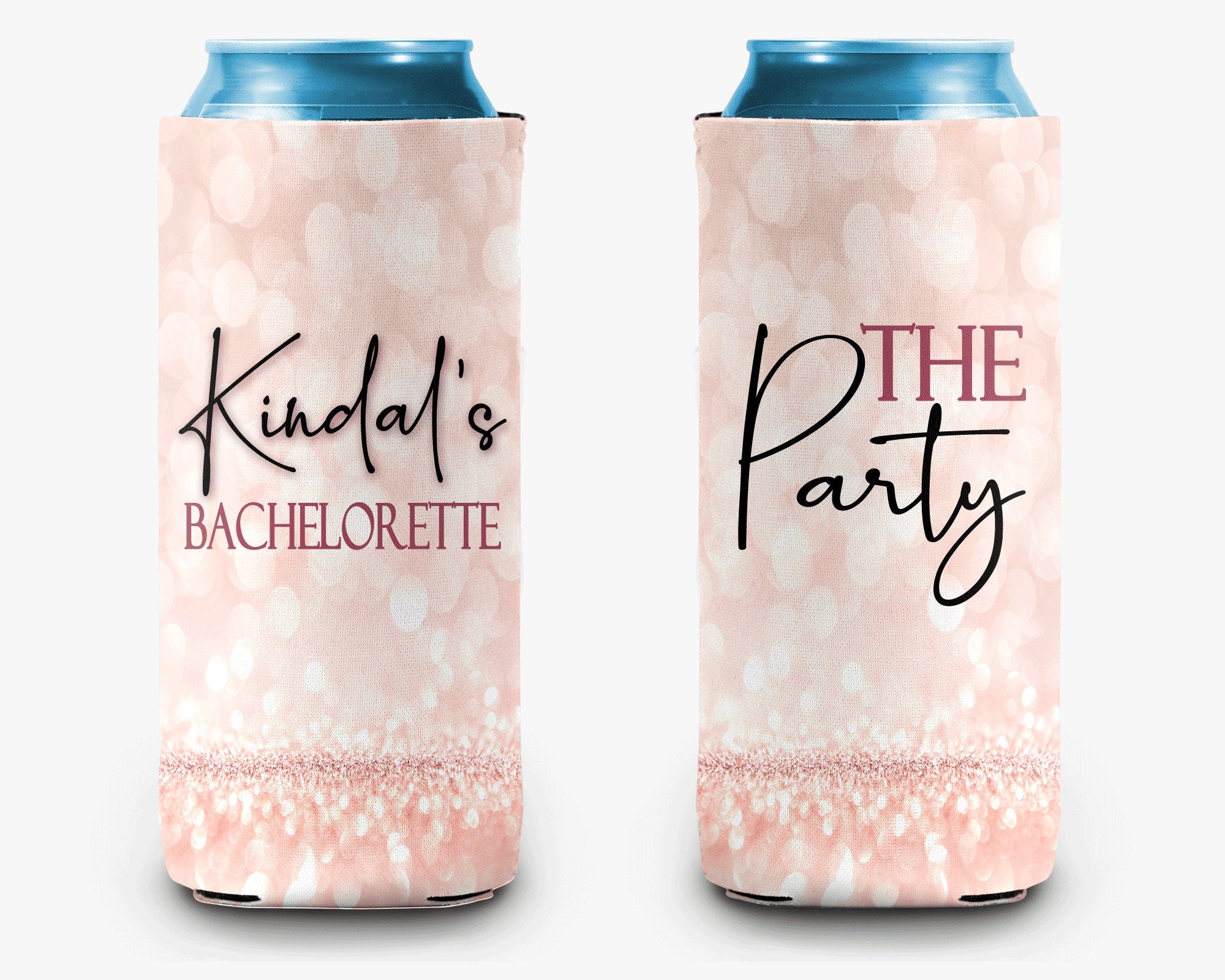 Wife of the Party The Party Bachelorette Party Can Cooler Rose Gold Confetti Bridal Party Personalized Can Cooler Sleeve