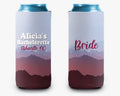 Mountain Vintage Mauve Blue Bachelorette Party Trip Can Cooler Girls Trip Personalized Can Cooler Sleeve