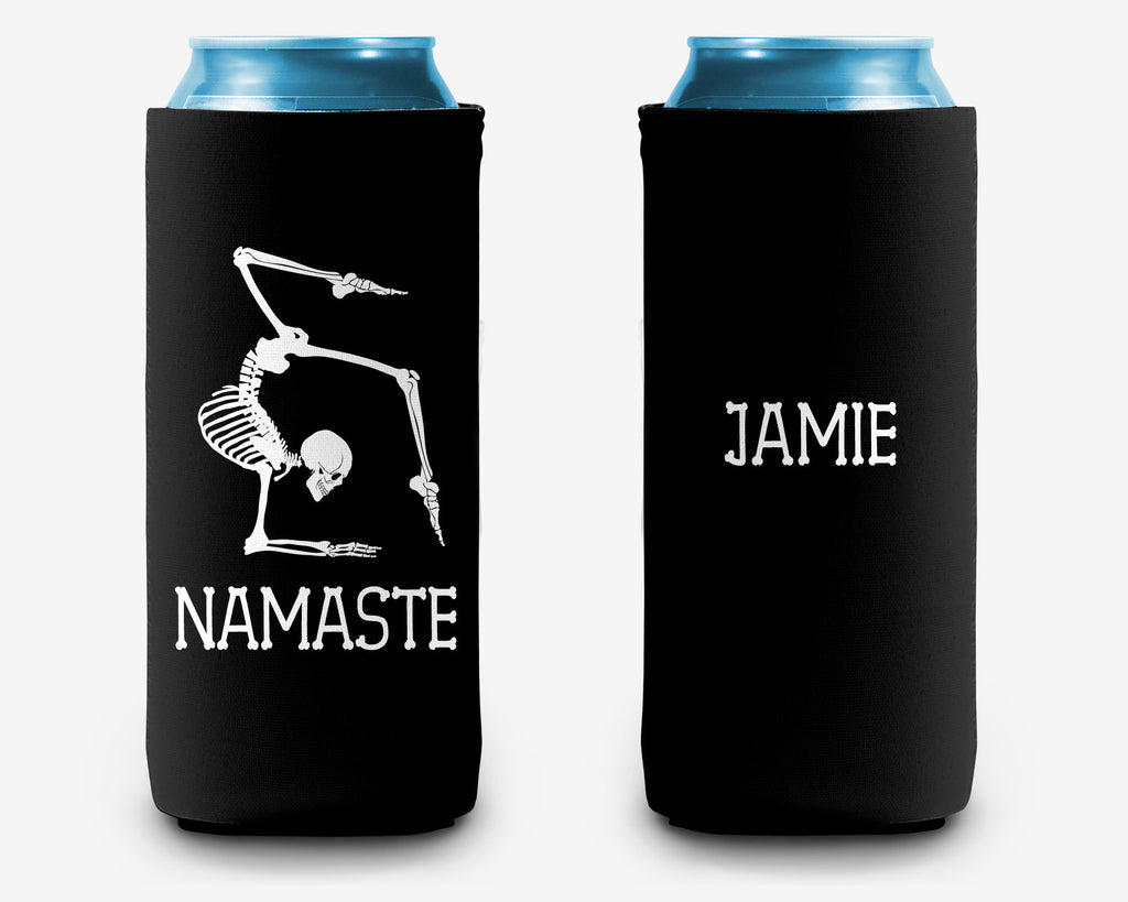 Yoga Skeleton Namaste Can Cooler Party Huggers Personalized Can Cooler Sleeve