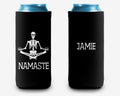 Yoga Skeleton Meditating Namaste Can Cooler Party Huggers Personalized Can Cooler Sleeve