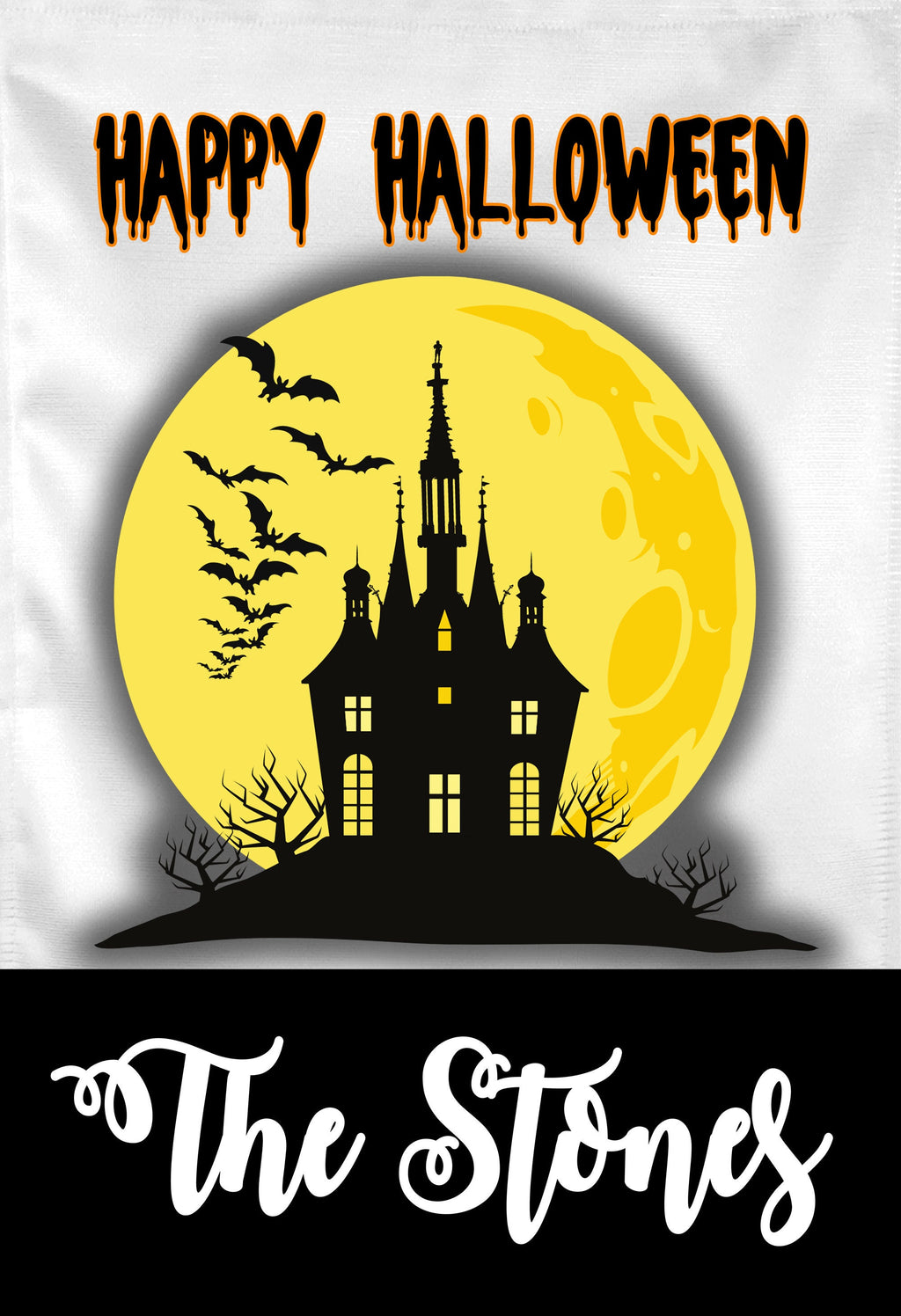 Halloween Haunted House Yellow Personalized Garden Flag Welcome Halloween Garden Flag