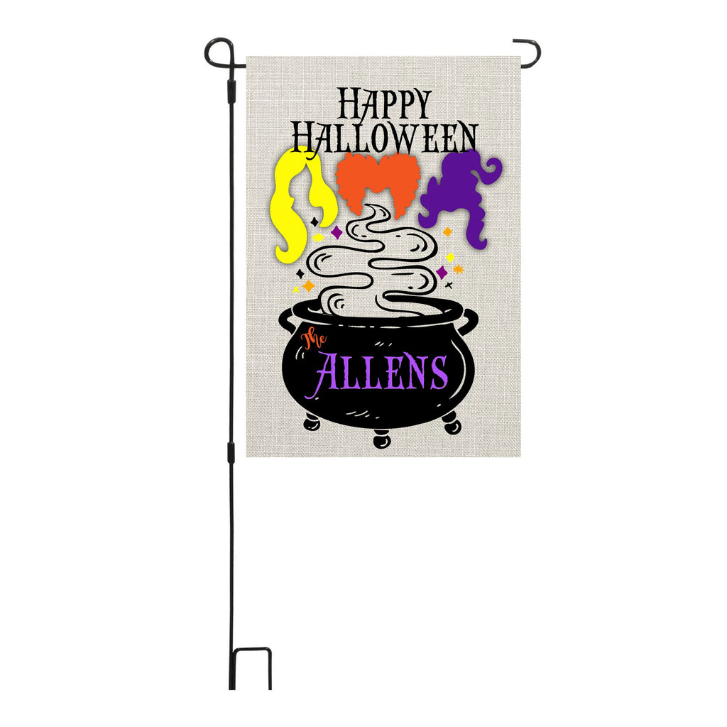 Halloween Witches Personalized Garden Flag Welcome Halloween Garden Flag