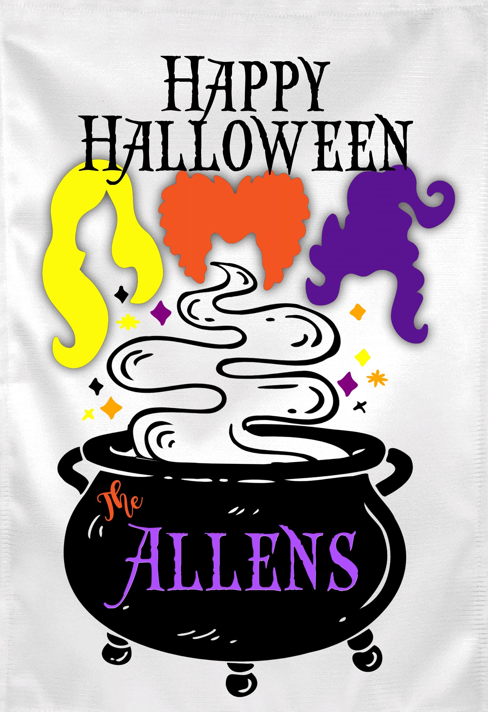 Halloween Witches Personalized Garden Flag Welcome Halloween Garden Flag