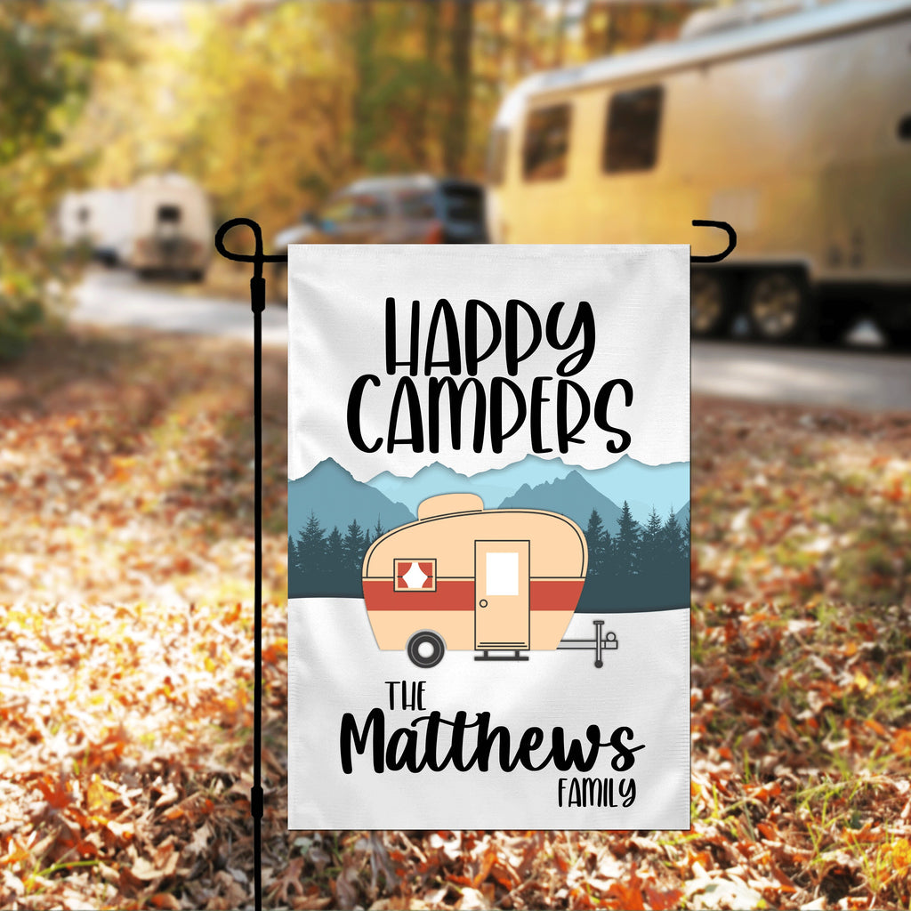Happy Campers Personalized Custom Garden Flag Camper Flag Garden Flag