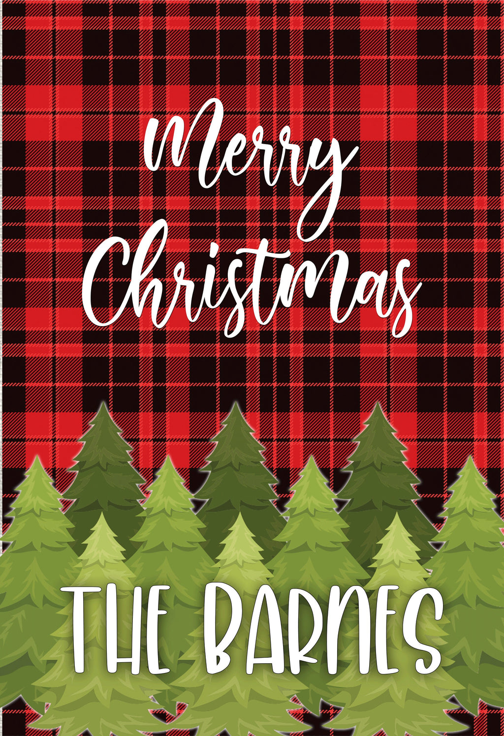 Merry Christmas Red Plaid Personalized Garden Flag, Custom Holiday Garden Flag