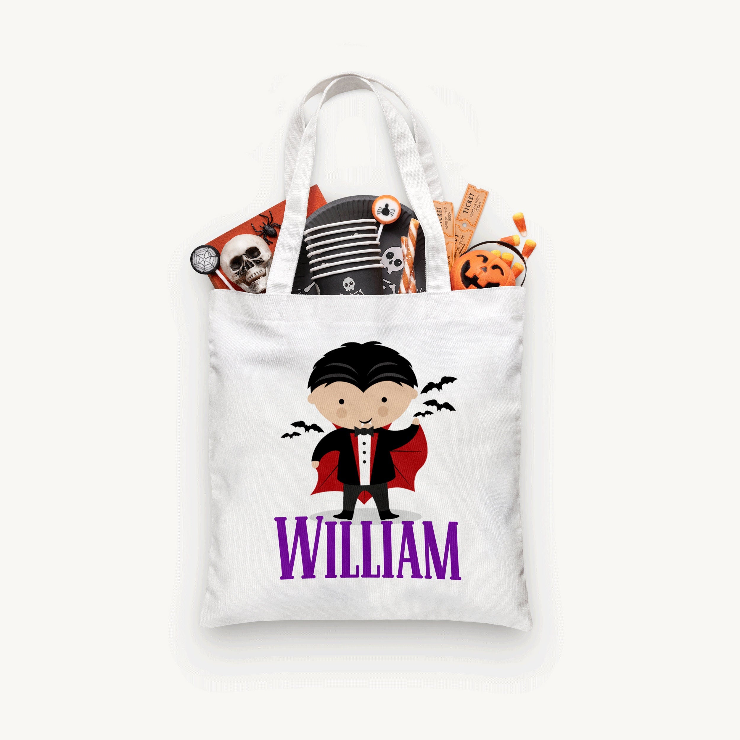 Personalized Vampire Trick or Treat Bag, Personalized Halloween Bag ,Custom Kids Halloween Bag