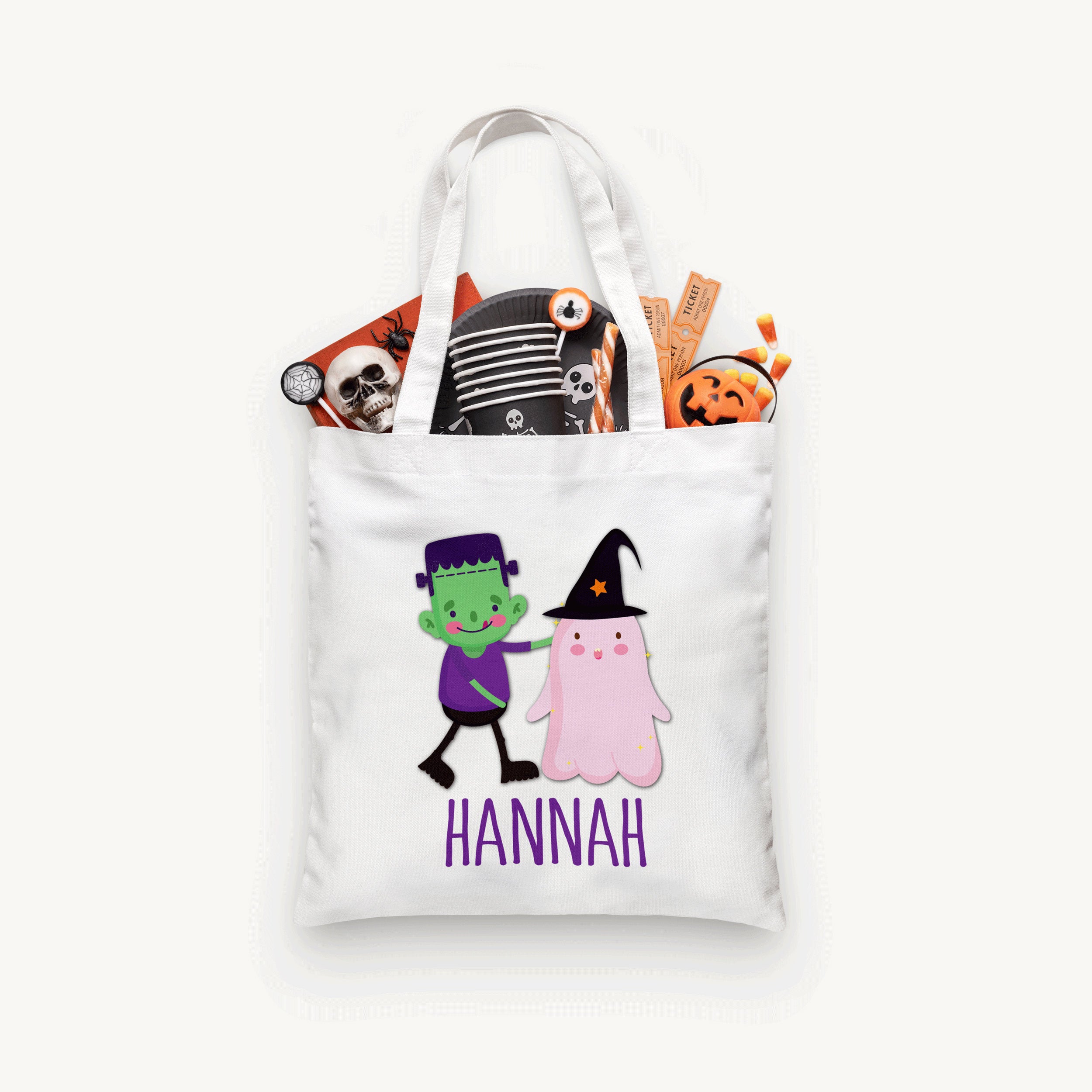 Personalized Zombie Ghost Trick or Treat Bag, Personalized Halloween Bag ,Custom Kids Halloween Bag