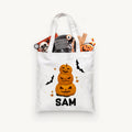 Personalized Stacked Pumpkin Trick or Treat Bag, Personalized Halloween Bag ,Custom Kids Halloween Bag