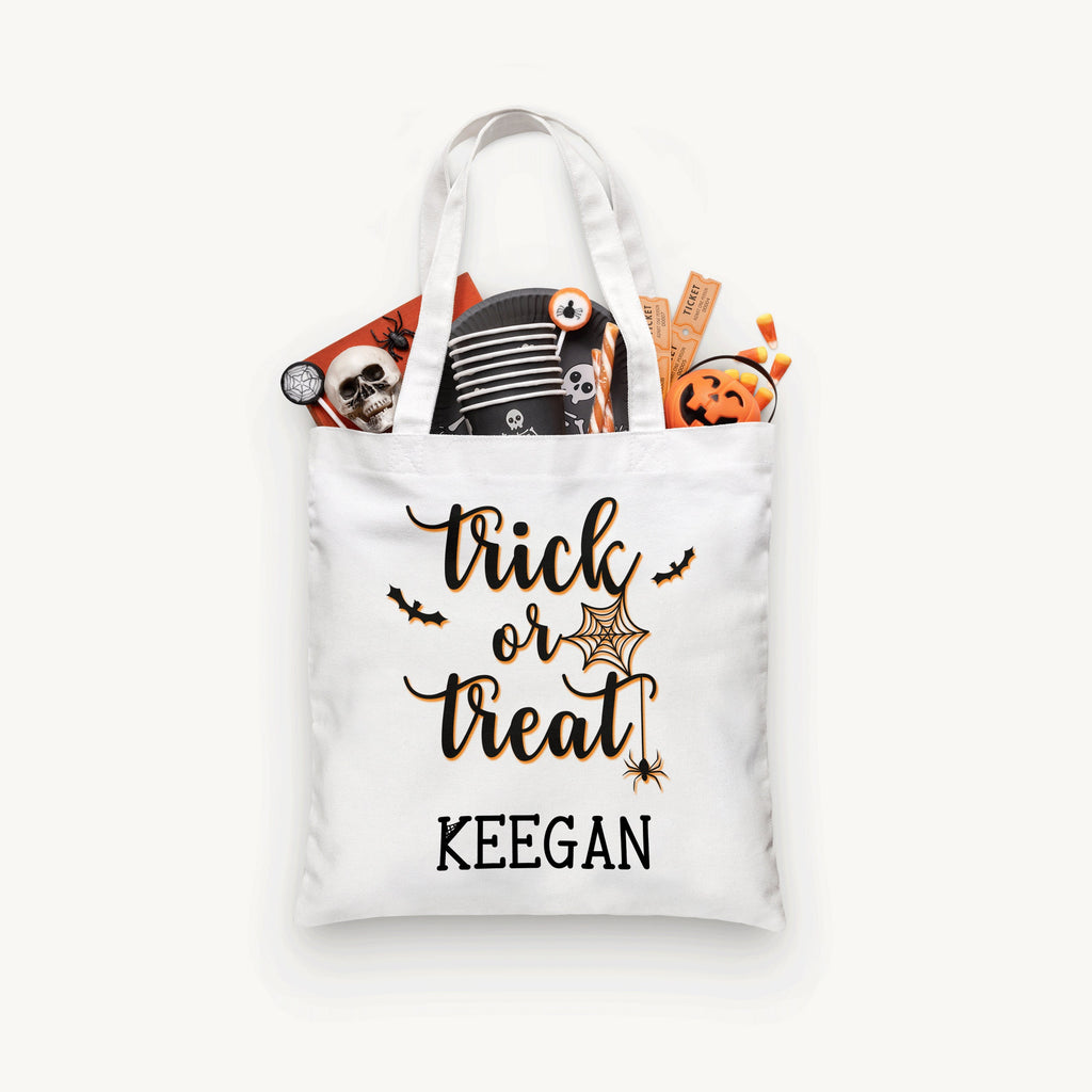 Personalized Trick or Treat Spiderweb Bag, Personalized Halloween Bag ,Custom Kids Halloween Bag