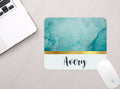 Personalized Mouse Pad Aqua Marble Gold Personalized Mousepad