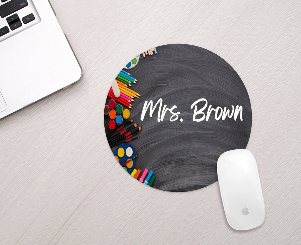 Personalized Chalkboard Art Supplies Mouse Pad Personalized Teacher Mousepad