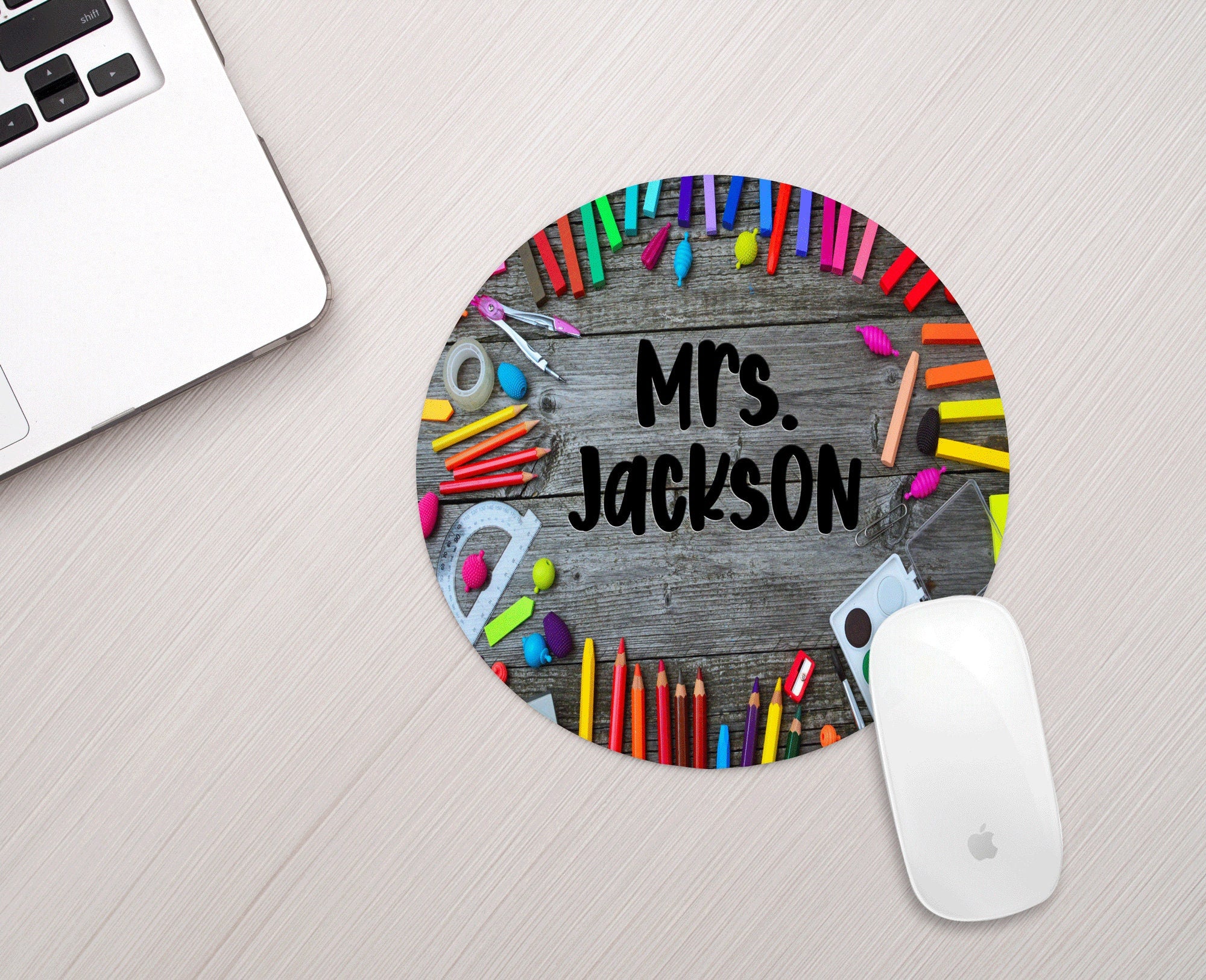 Personalized Art Supplies Mouse Pad Personalized Teacher Mousepad