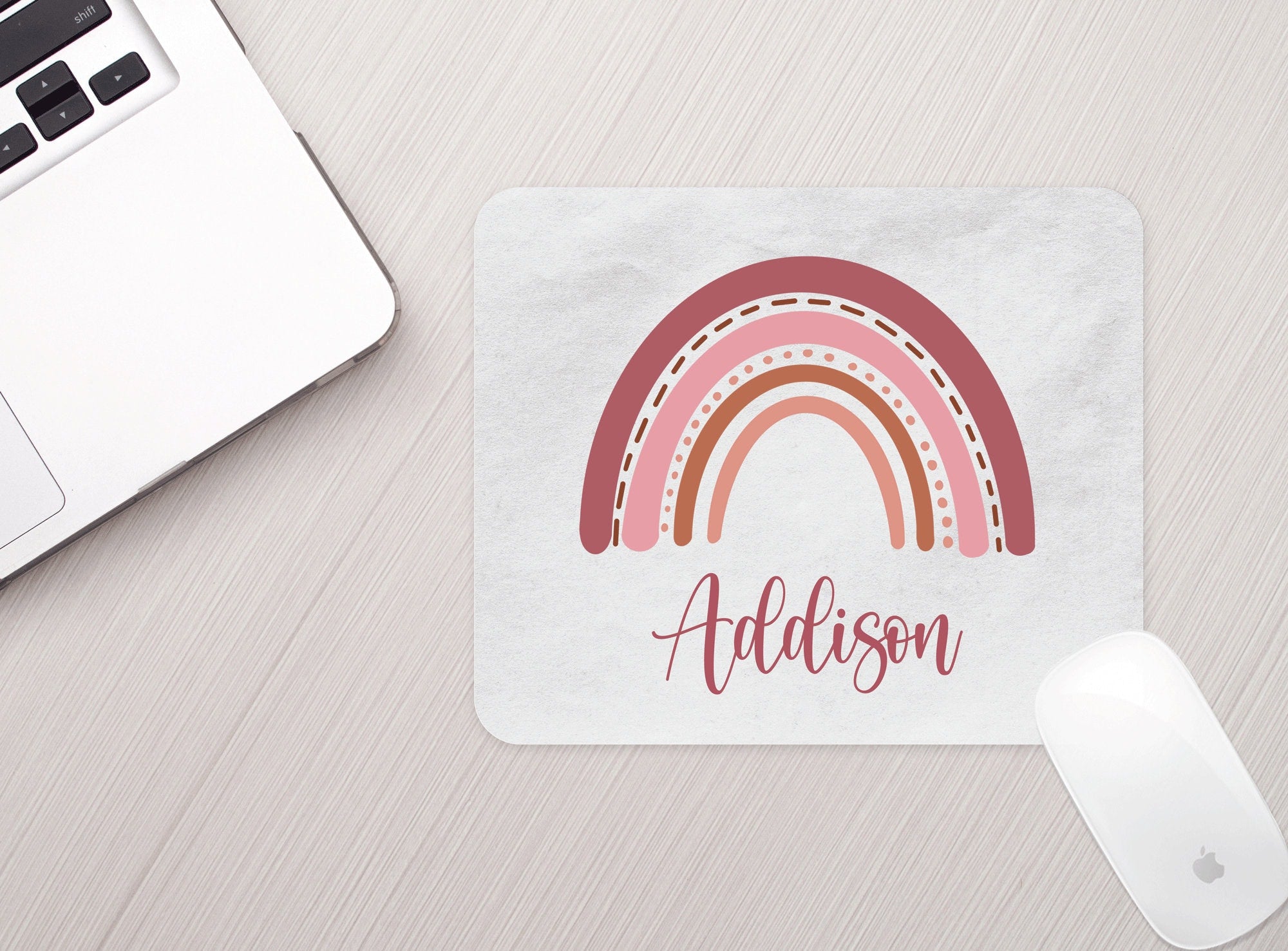 Personalized Mouse Pad Boho Rainbow Personalized Mousepad