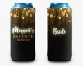 Bachelorette Party Can Cooler Black Gold Confetti Can Cooler Bridal Party Personalized Can Cooler Sleeve