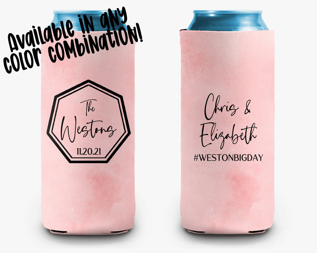 Wedding Custom Can Cooler, Modern Wedding Can Cooler Favors, Personalized Can Cooler Sleeve