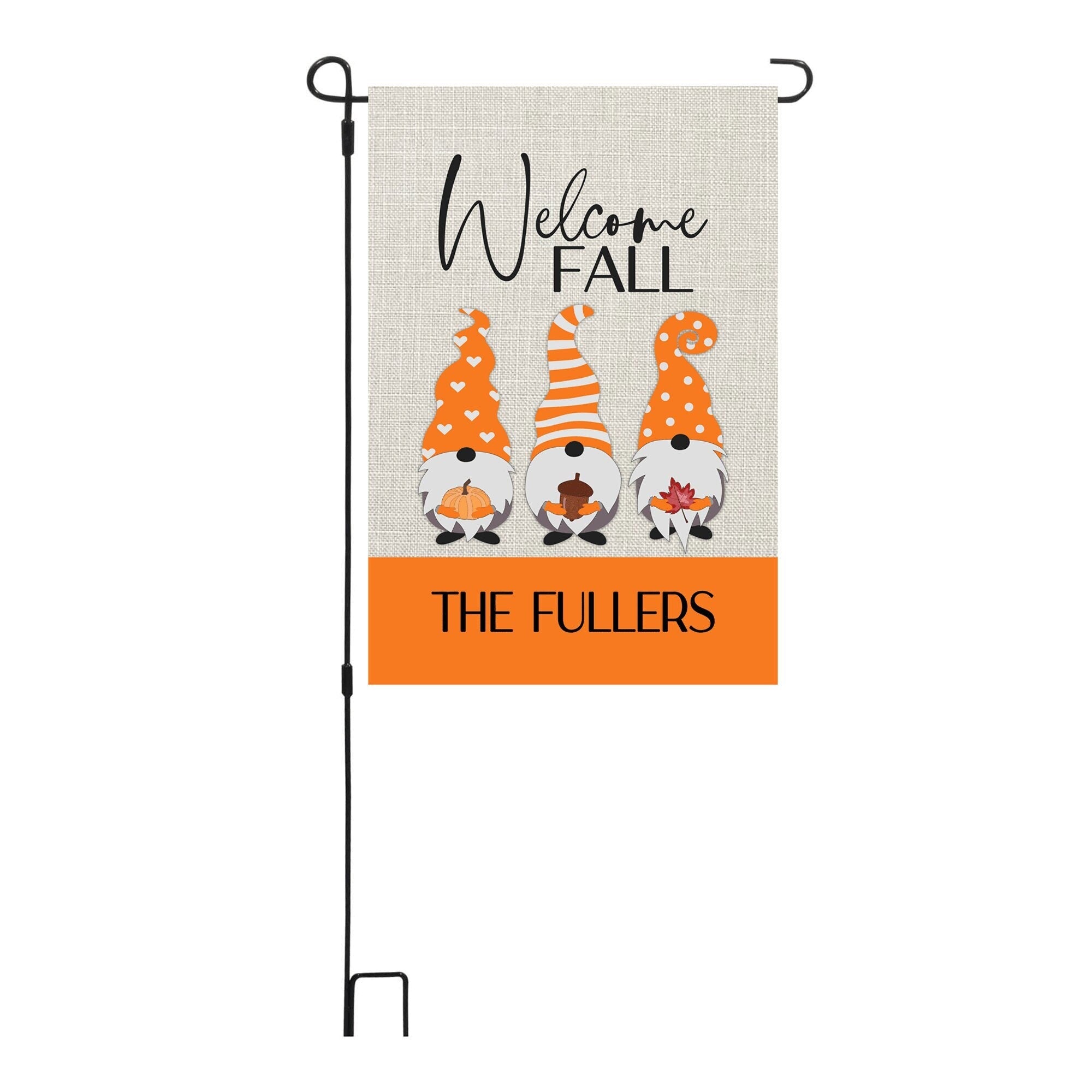 Welcome Fall Gnome Personalized Garden Flag