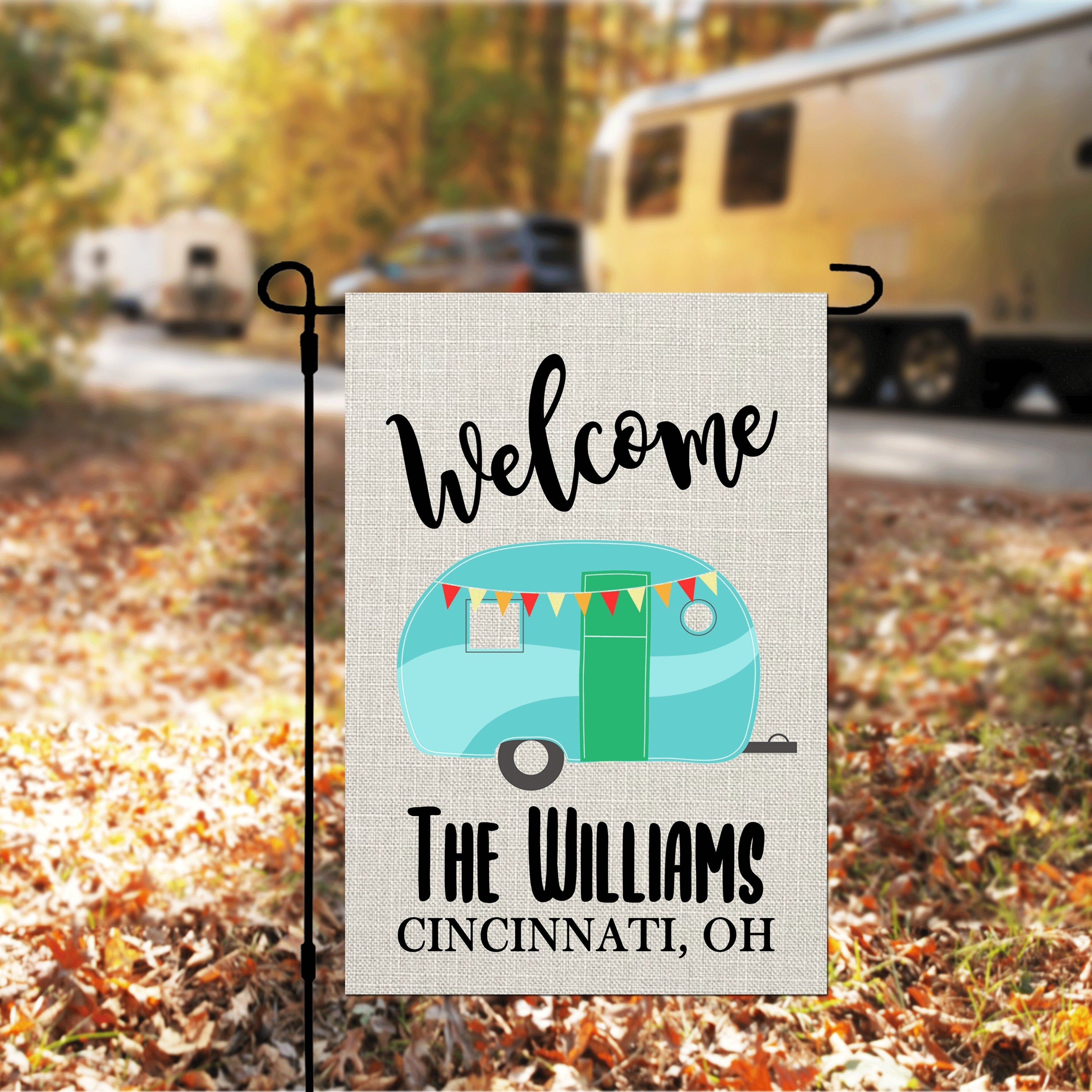 Personalized Camping Custom Garden Flag Camper Flag Garden Flag