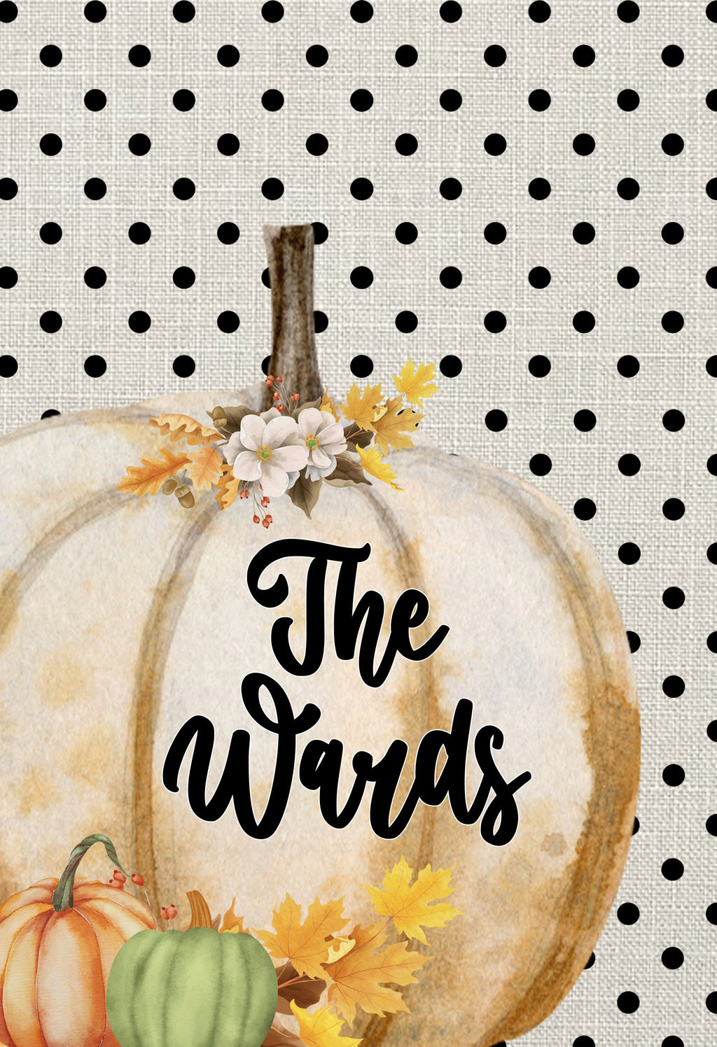 Fall Pumpkin Polka Dot Personalized Garden Flag