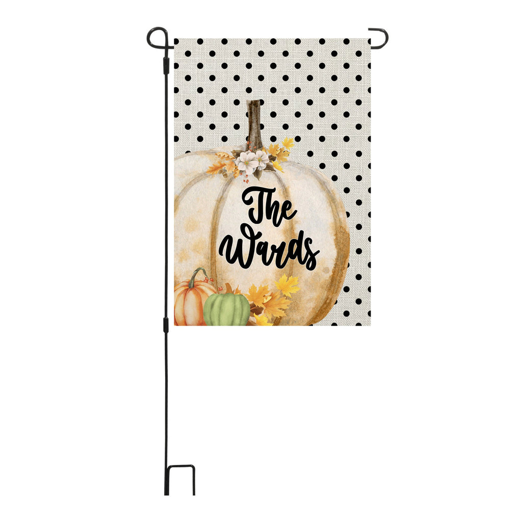 Fall Pumpkin Polka Dot Personalized Garden Flag