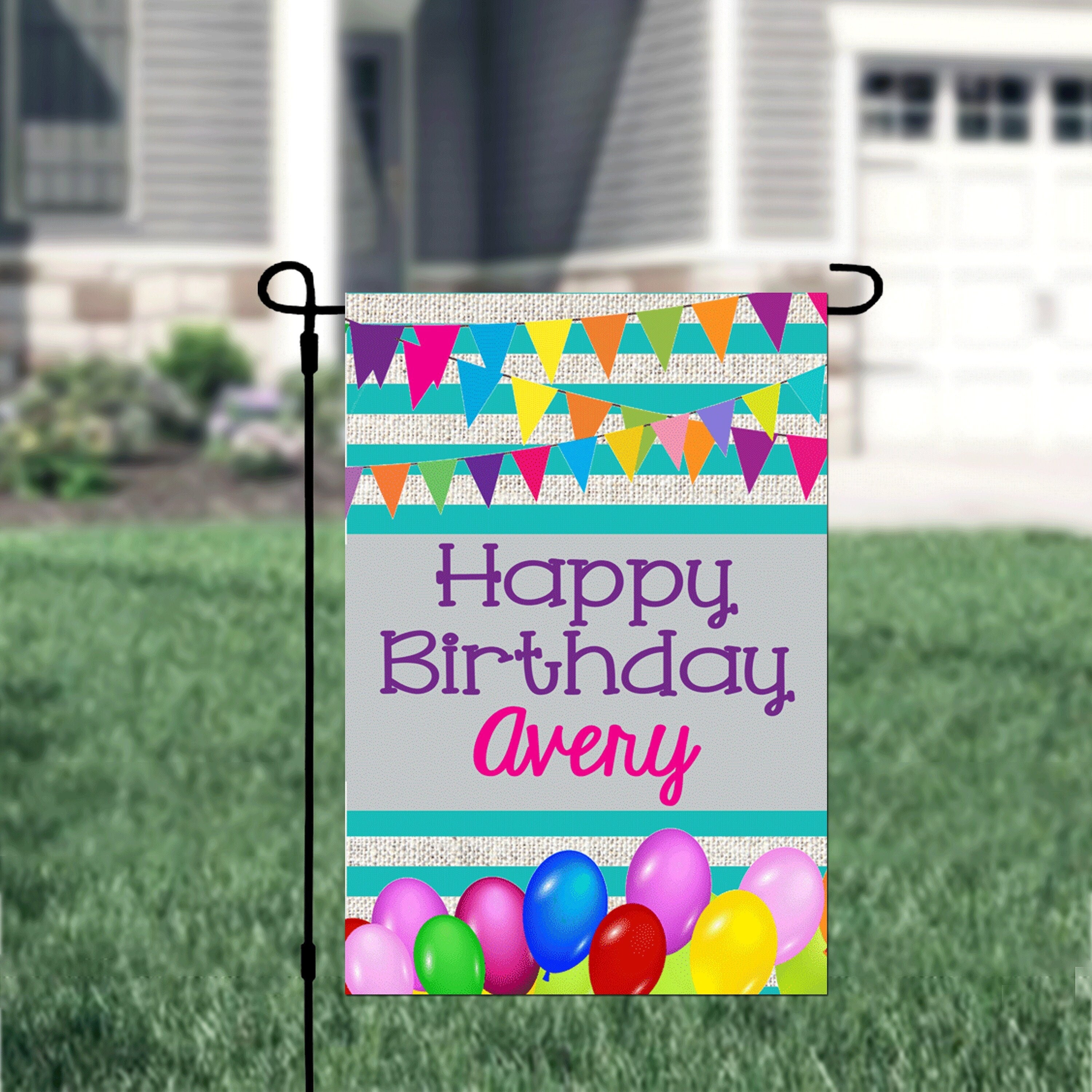 Personalized Happy Birthday Custom Garden Flag Girl Birthday Flag