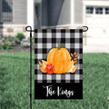 Fall Black Plaid Pumpkin Personalized Garden Flag Welcome Fall Buffalo Plaid Garden Flag