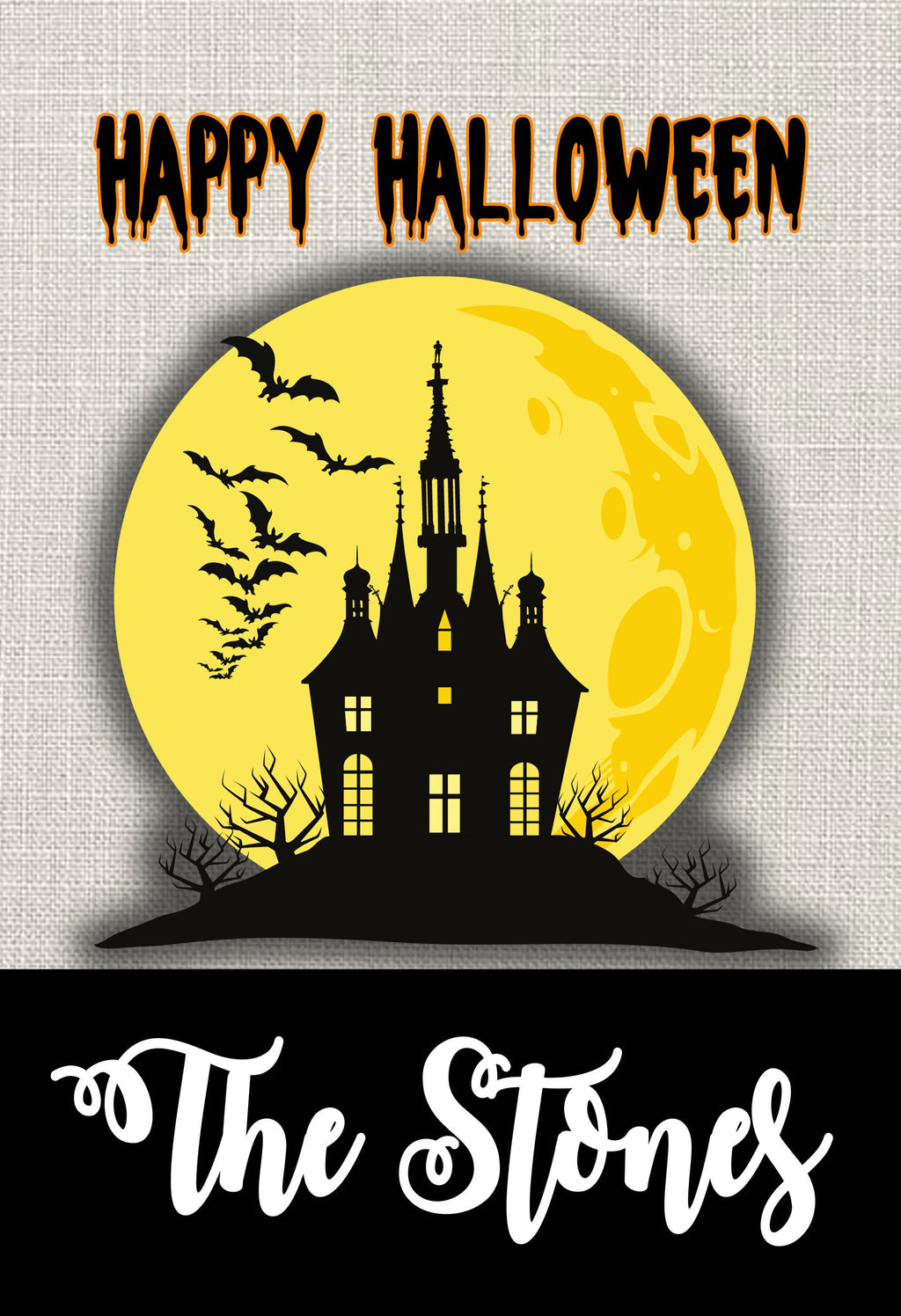 Halloween Haunted House Yellow Personalized Garden Flag Welcome Halloween Garden Flag