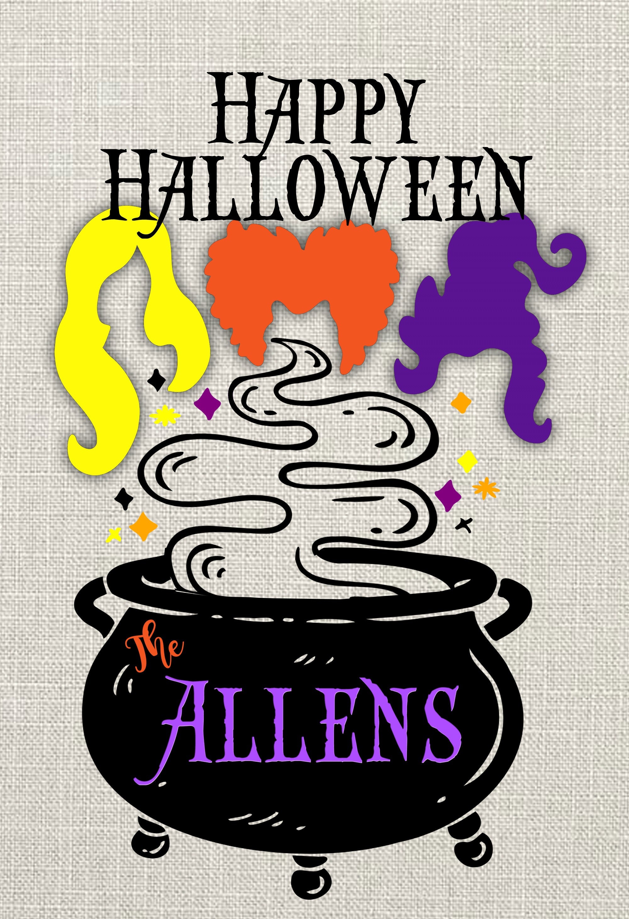 Halloween Witches Personalized Garden Flag Welcome Halloween Garden Flag