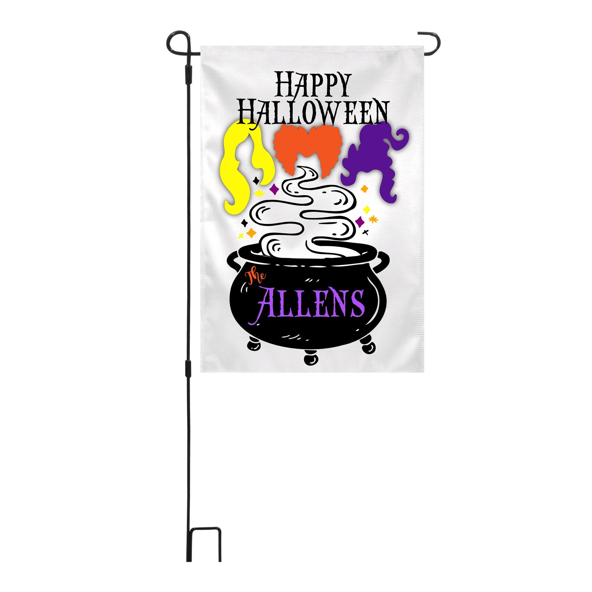 Halloween Witches Personalized Garden Flag Welcome Halloween Garden Flag