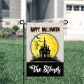 Halloween Haunted House Yellow Personalized Garden Flag Welcome Halloween Garden Flag