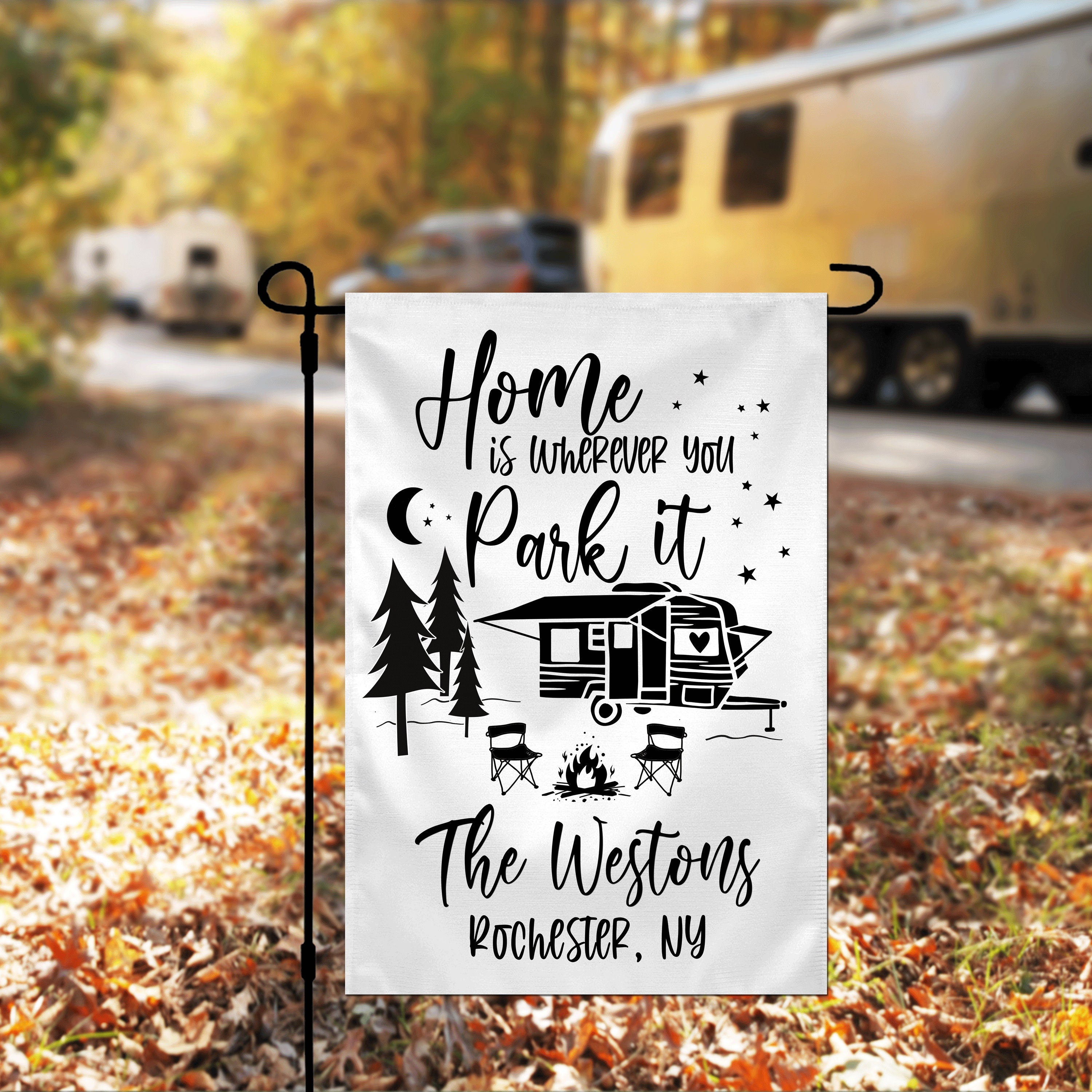 Home is Where you Park it Personalized Custom Garden Flag Camper Flag Garden Flag
