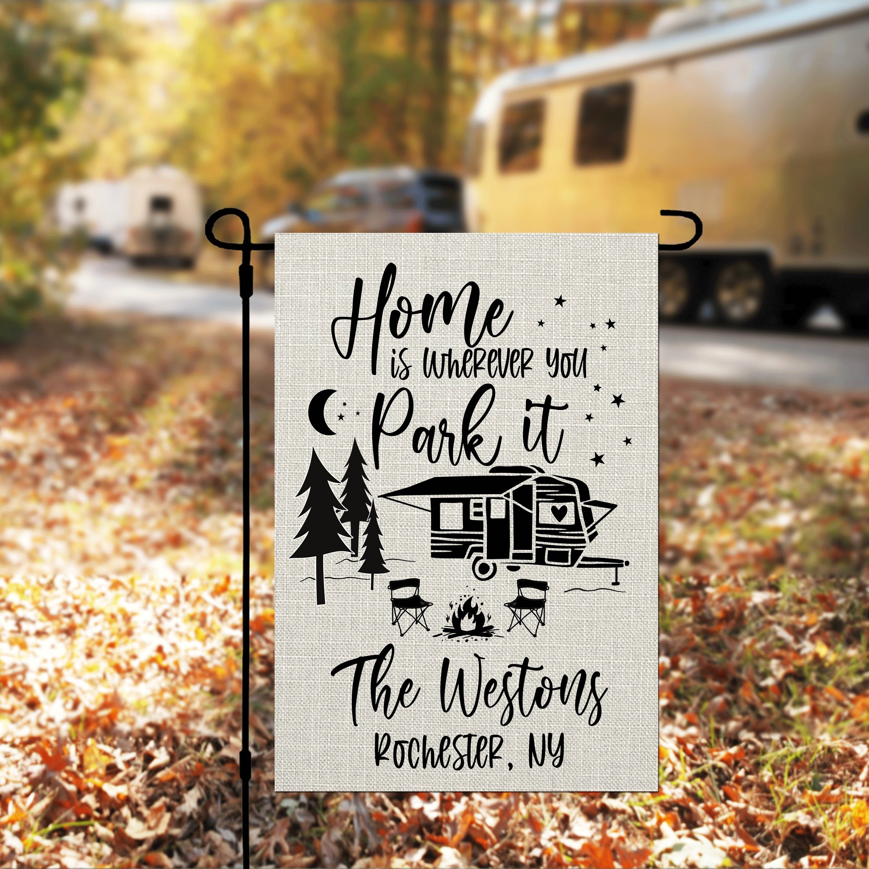 Home is Where you Park it Personalized Custom Garden Flag Camper Flag Garden Flag
