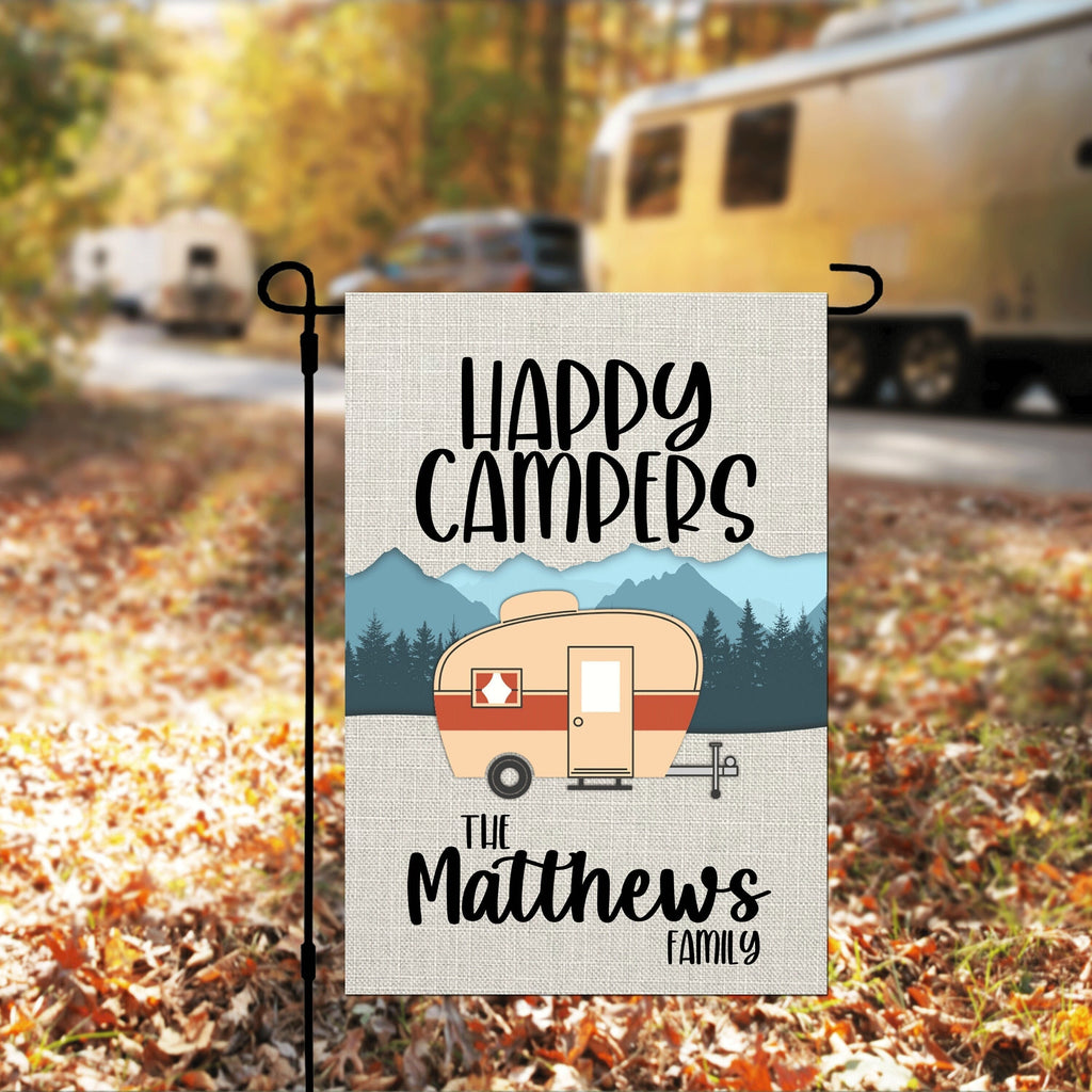 Happy Campers Personalized Custom Garden Flag Camper Flag Garden Flag