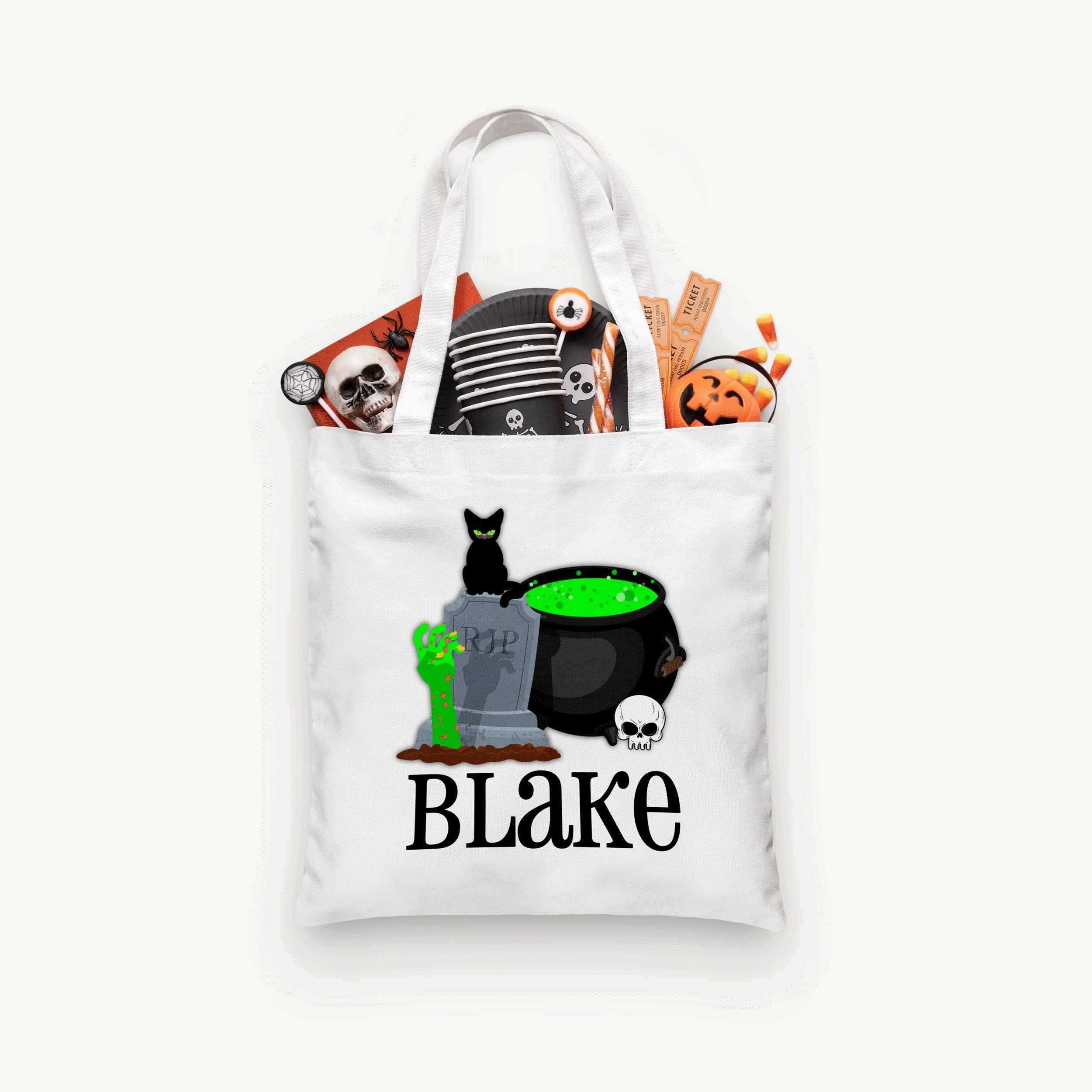 Personalized Zombie Hand Trick or Treat Bag, Personalized Halloween Bag ,Custom Kids Halloween Bag