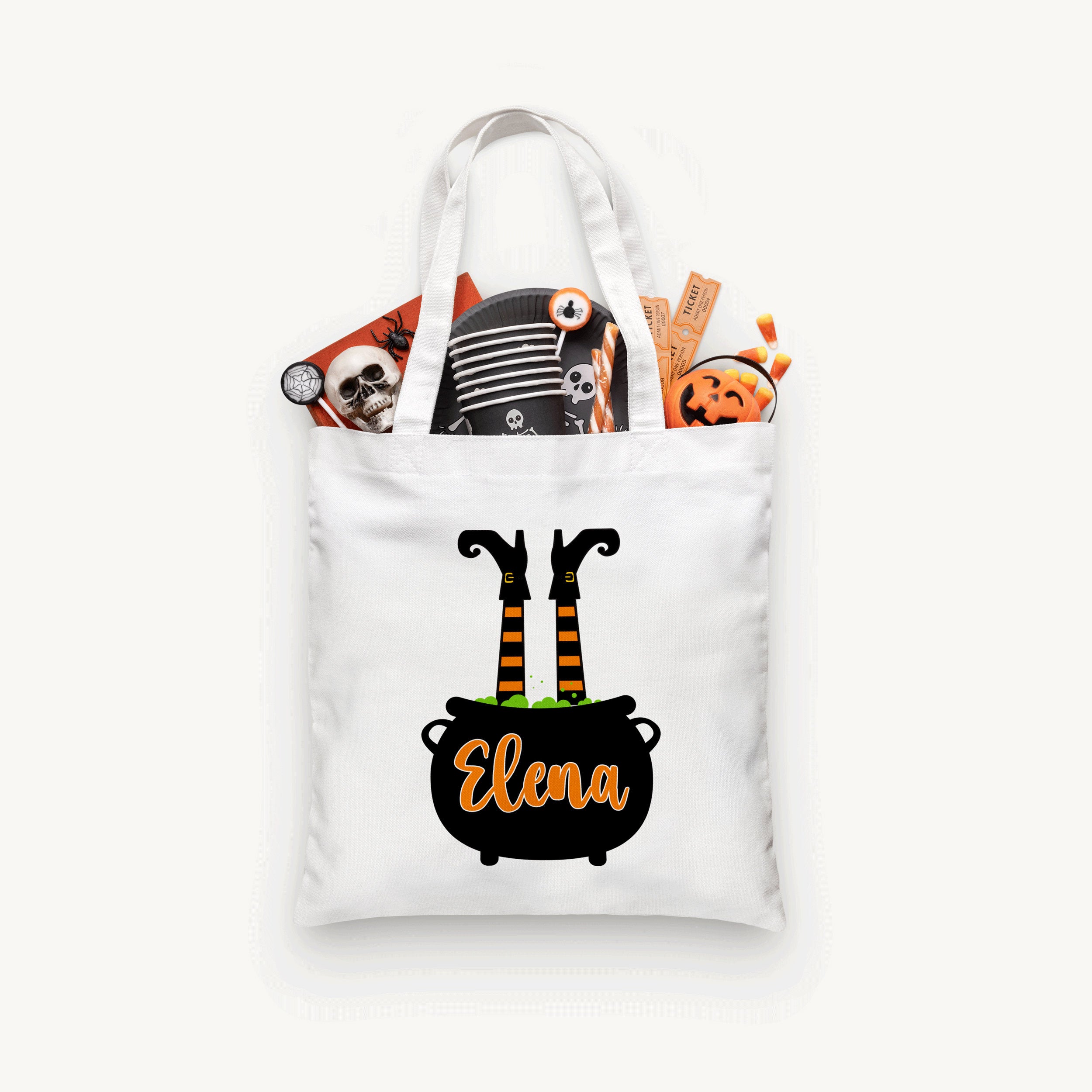 Personalized Witch Legs Trick or Treat Bag, Personalized Halloween Bag ,Custom Kids Halloween Bag