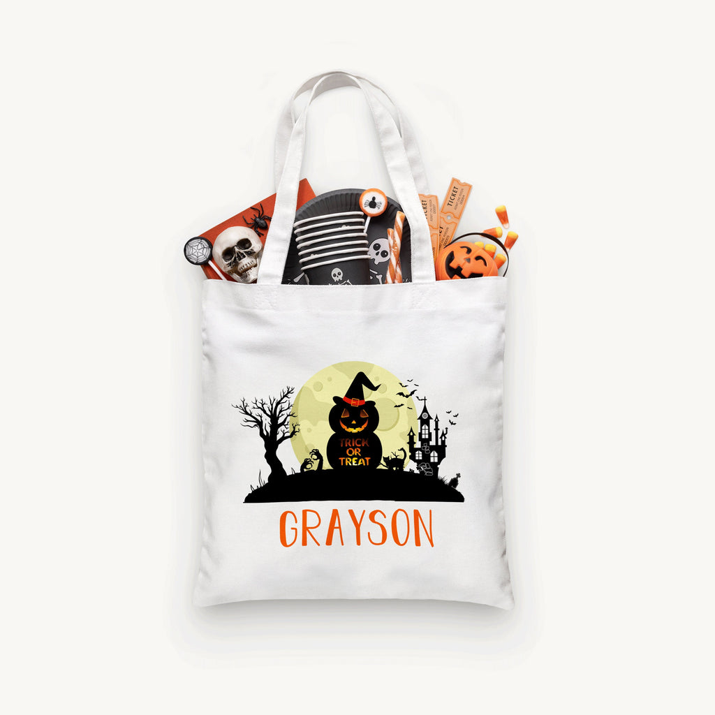 Personalized Spooky Halloween Trick or Treat Bag, Personalized Halloween Bag ,Custom Kids Halloween Bag