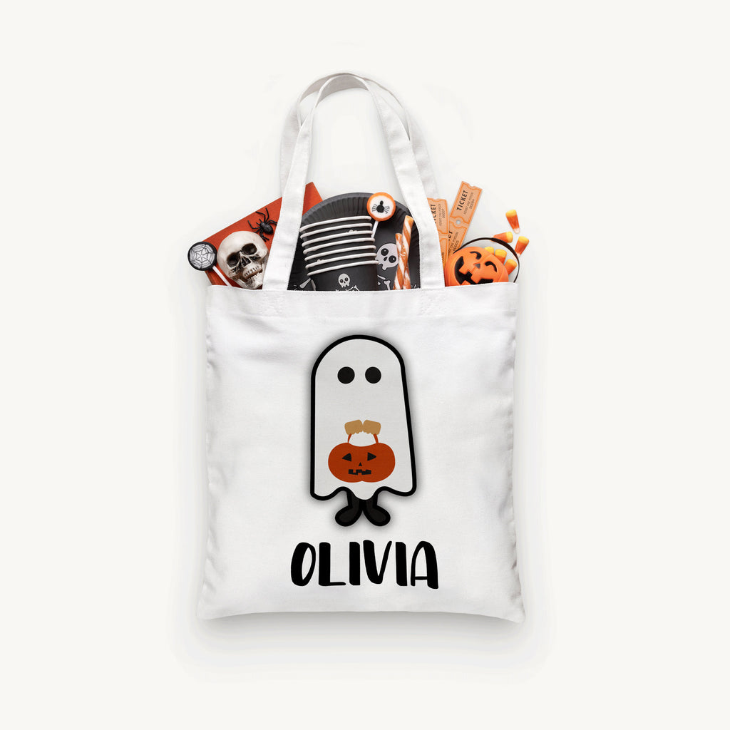 Personalized Ghost Trick or Treat Bag, Personalized Halloween Bag ,Custom Kids Halloween Bag