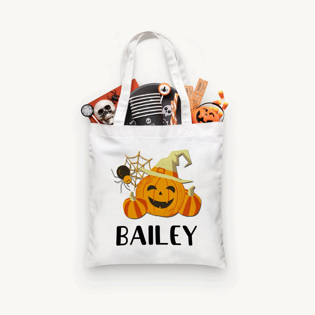 Personalized Halloween Pumpkin Witch Trick or Treat Bag, Personalized Halloween Bag ,Custom Kids Halloween Bag