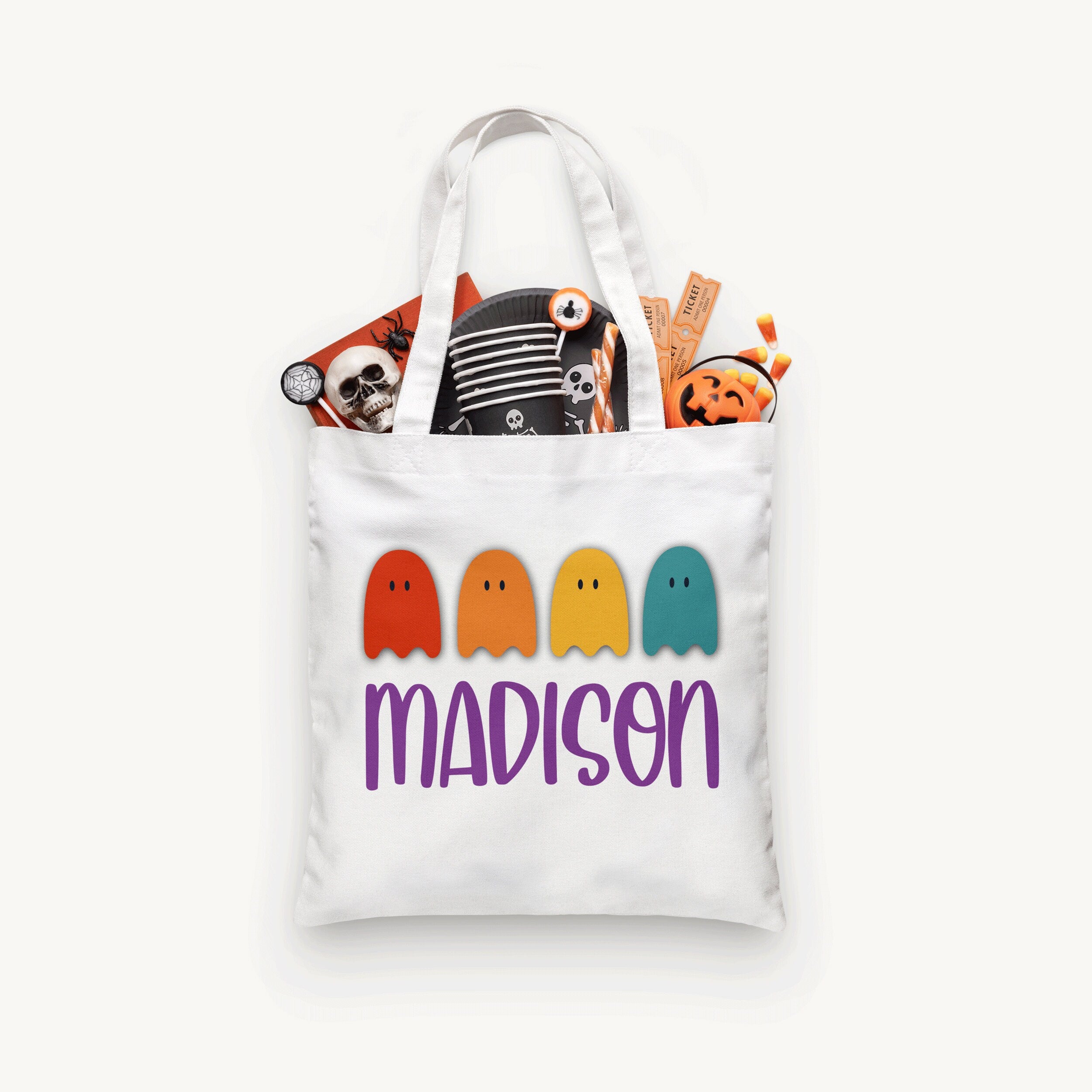 Personalized Halloween Ghosts Trick or Treat Bag, Personalized Halloween Bag ,Custom Kids Halloween Bag