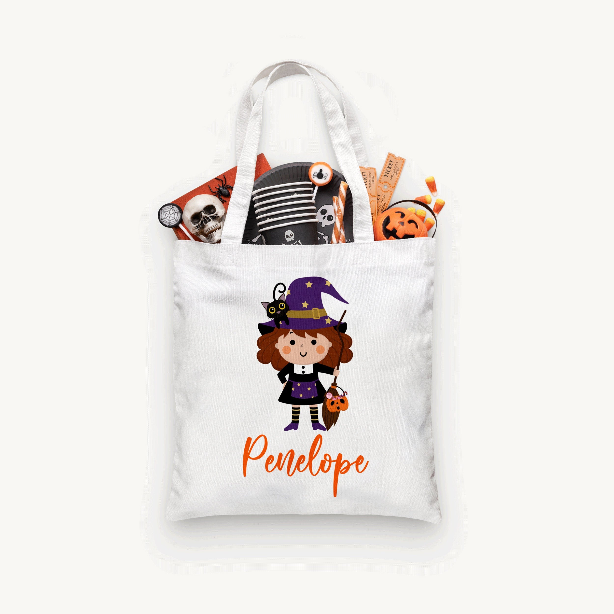Personalized Halloween Witch Trick or Treat Bag, Personalized Halloween Bag ,Custom Kids Halloween Bag