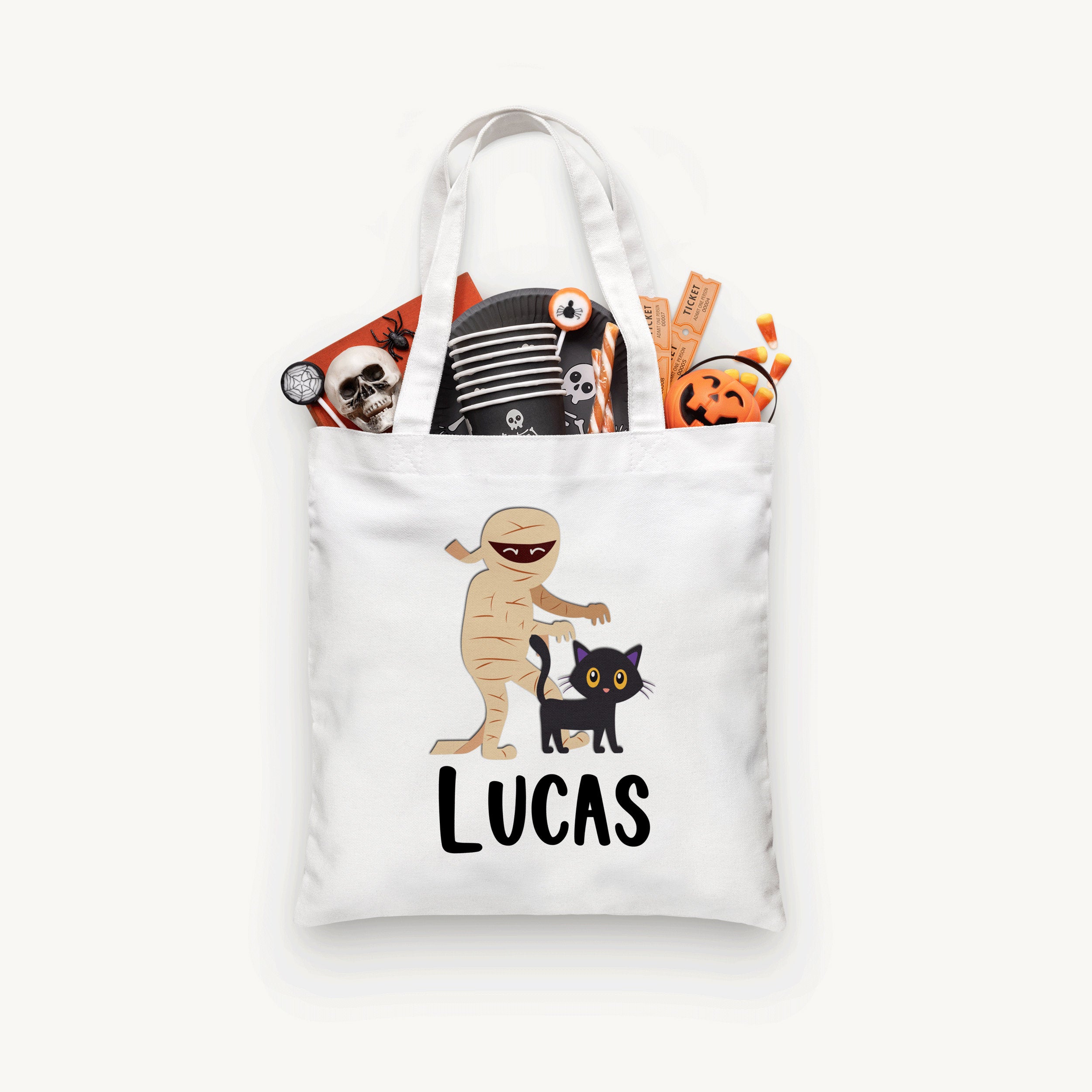 Personalized Halloween Mummy Trick or Treat Bag, Personalized Halloween Bag ,Custom Kids Halloween Bag