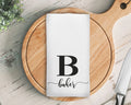 Personalized Name Kitchen Towel, Large Initial & Family Name Waffle Weave Custom Kitchen Towel