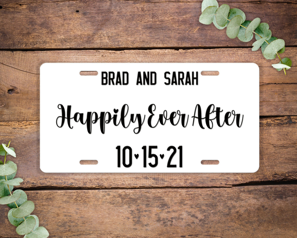 Personalized Wedding License Plate, Happily Ever After Name Wedding Date, Vanity License Plate Personalized